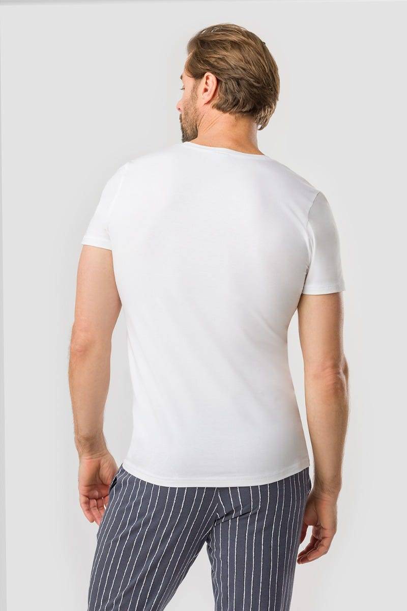 Rösch Herren Basic T-Shirt mit V-Ausschnitt Klassisch Baumwolle/Elasthan Muttertagsangebot