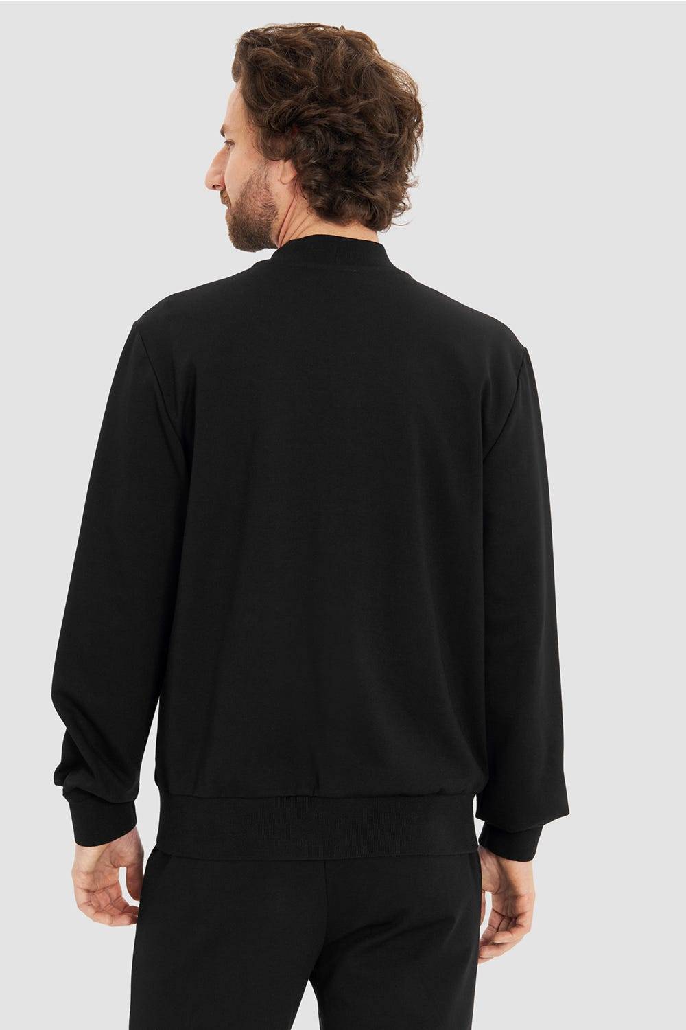 Rösch Herren Loungejacke Blouson College-Style Lässig Materialmix Valentinstagsangebot