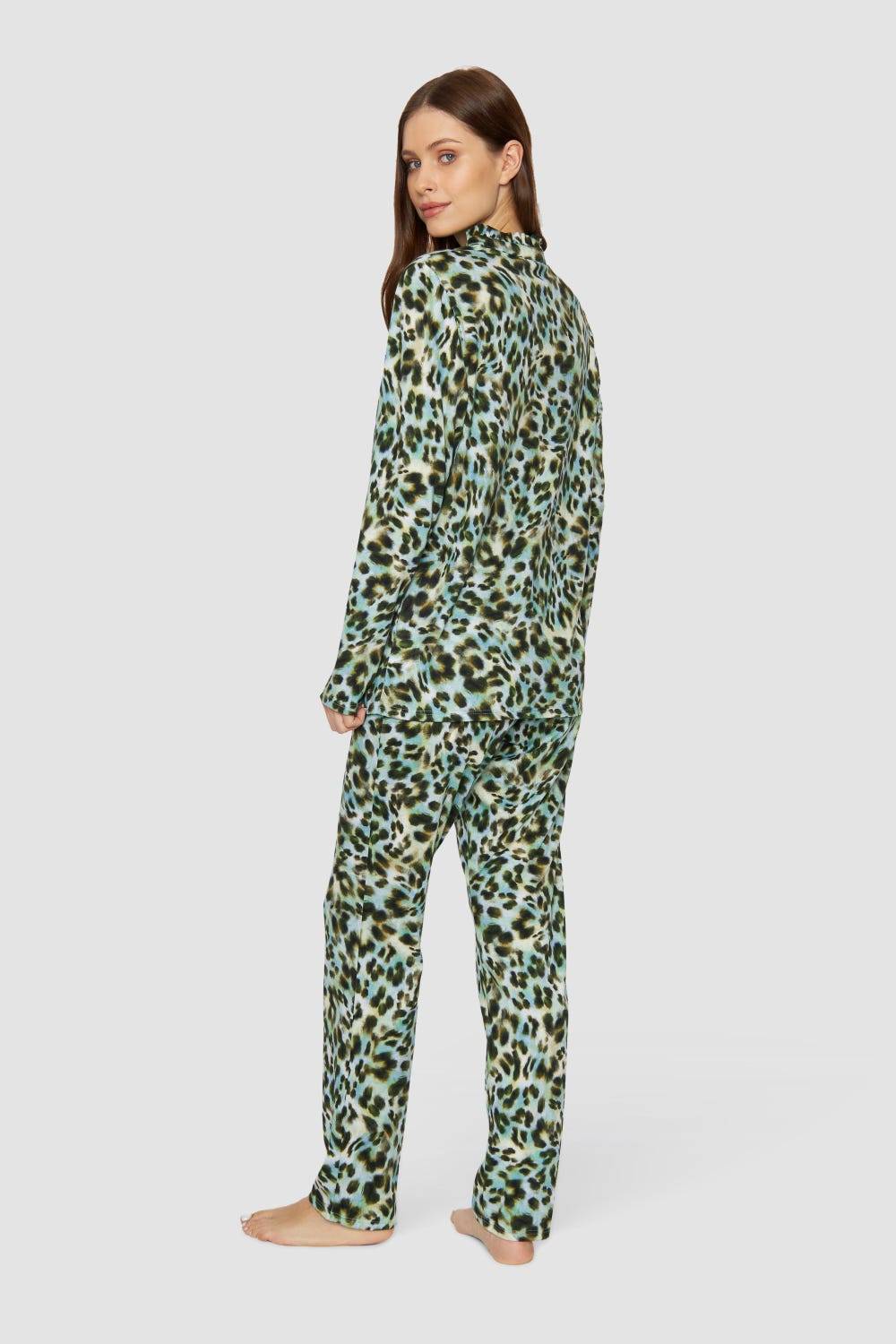 Rösch Pyjama im bunten Leo-Druck Baumwolle/Modal Große Rabatte