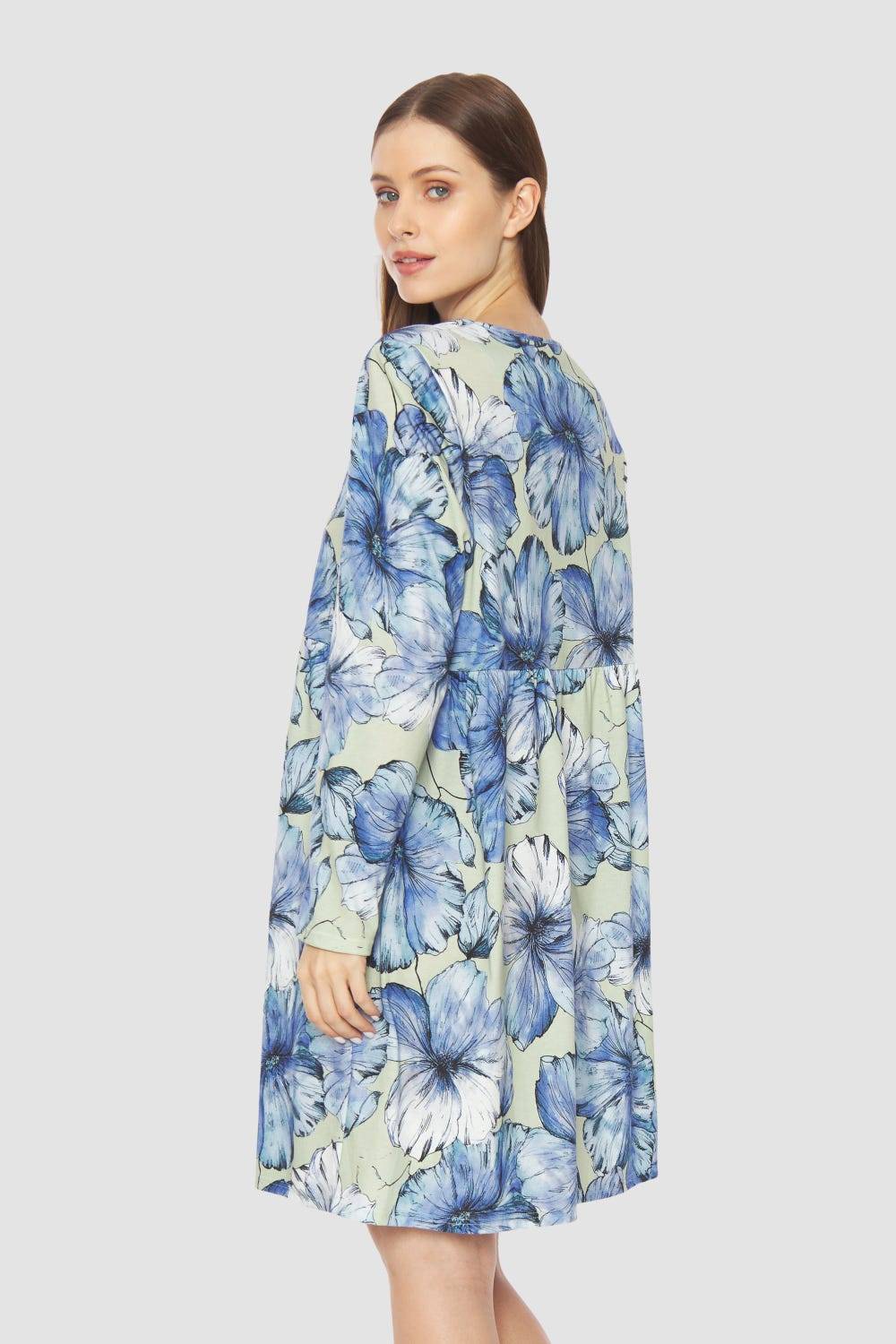 Rösch Nachthemd mit Stufenlook Hellblau 100% Baumwolle Saisonale Angebote