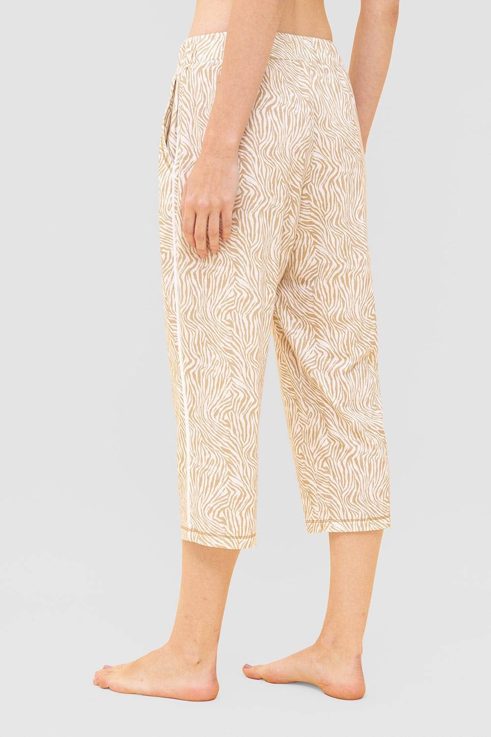 Rösch Hose im Zebra-Druck Beige Paspel Ziernähte Mix &amp; Match Baumwolle/Modal Kauf eins, bekomm eins gratis