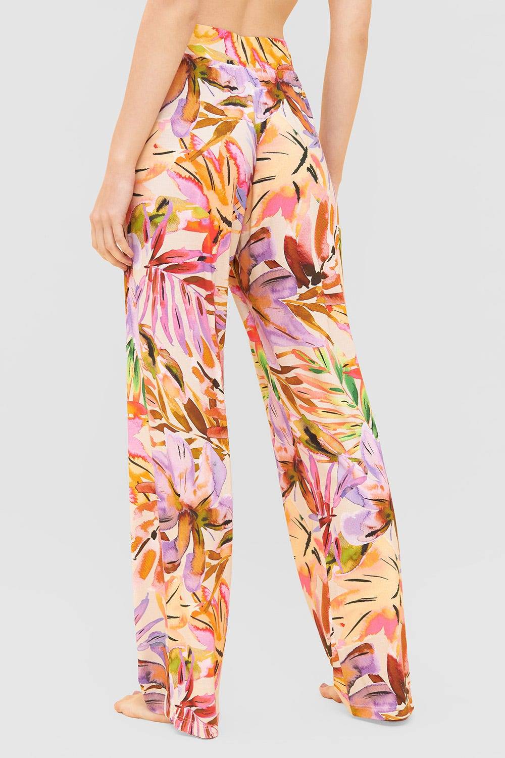 Rösch Lange Hose im fröhlichen Blätter-Druck Sommer Bunt Viskose/Elasthan Riesige Ersparnisse