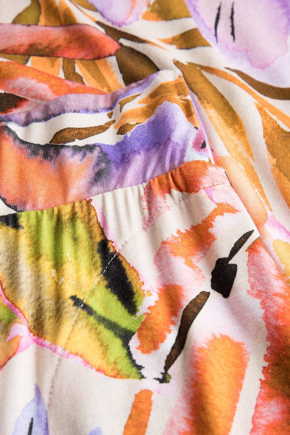 Rösch Lange Hose im fröhlichen Blätter-Druck Sommer Bunt Viskose/Elasthan Riesige Ersparnisse