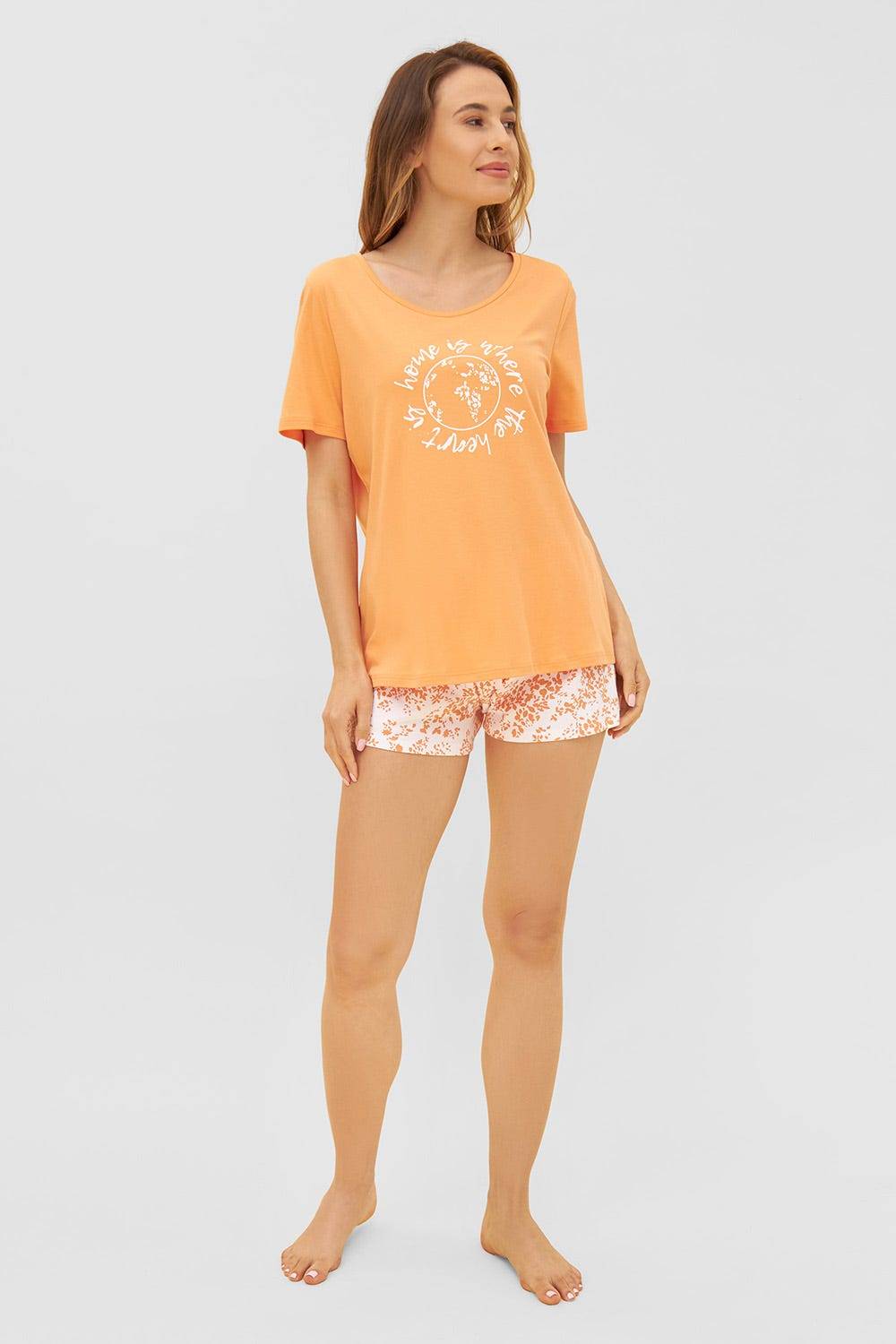 Rösch Shorts im Blümchen-Design Orange Mix &amp; Match Baumwolle/Elasthan Wochenangebot