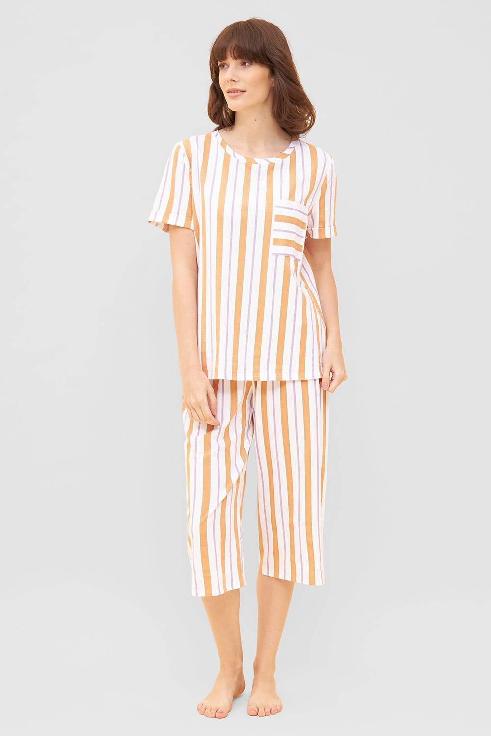 Rösch 3/4-Hose im Streifen-Design Culotte Sommer Baumwolle/Elasthan Kostenlose Rückgabe