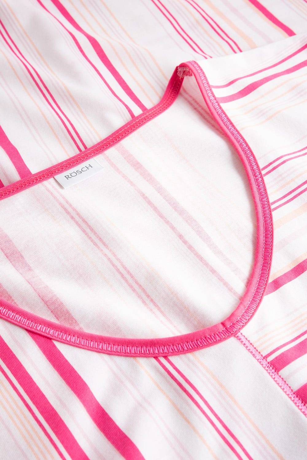 Rösch Nachthemd im rosa Streifendruck V-Ausschnitt Ziernähte 100% Baumwolle Neueste Stile