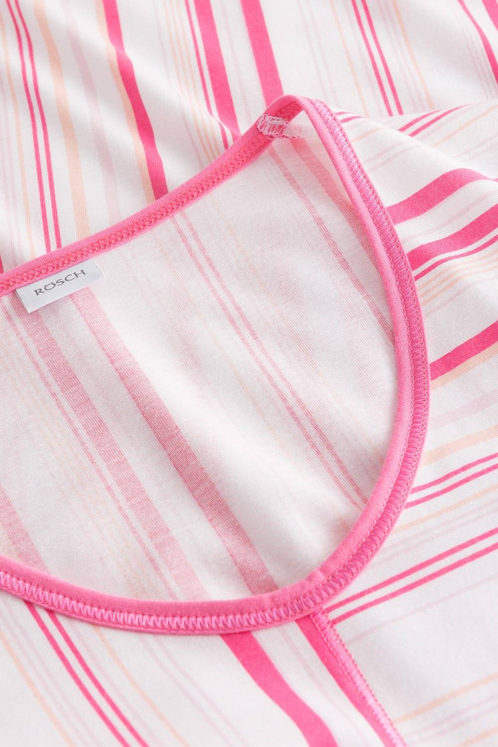 Rösch Nachtkleid im rosa Streifendruck V-Ausschnitt Ziernähte 100% Baumwolle Letzte 2 Tage