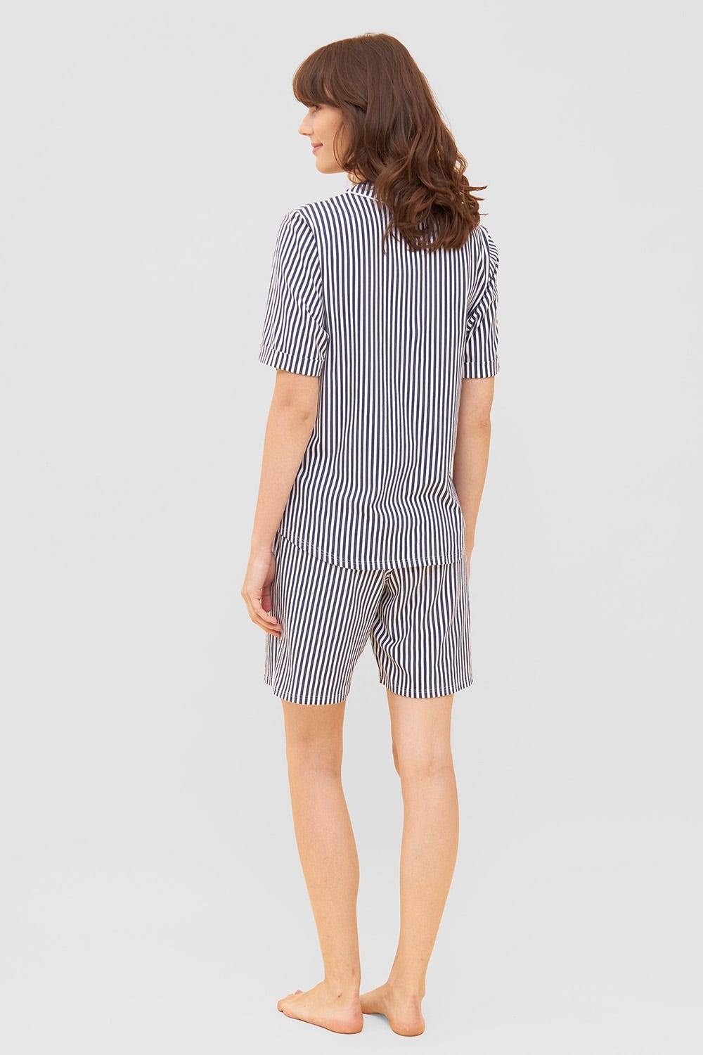 Rösch Pyjama im Streifendruck Herrenhemd-Stil Bermuda Knopfleiste 100% Baumwolle Bis zu 60% Rabatt