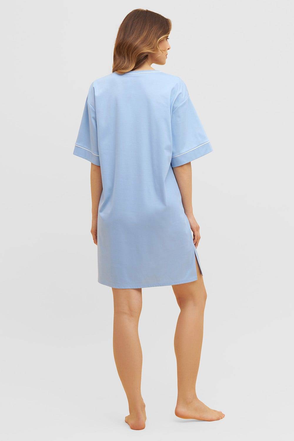 Rösch Nachthemd im Kimono-Stil Paspeln Halbarm 100% Baumwolle Bis zu 65% Rabatt