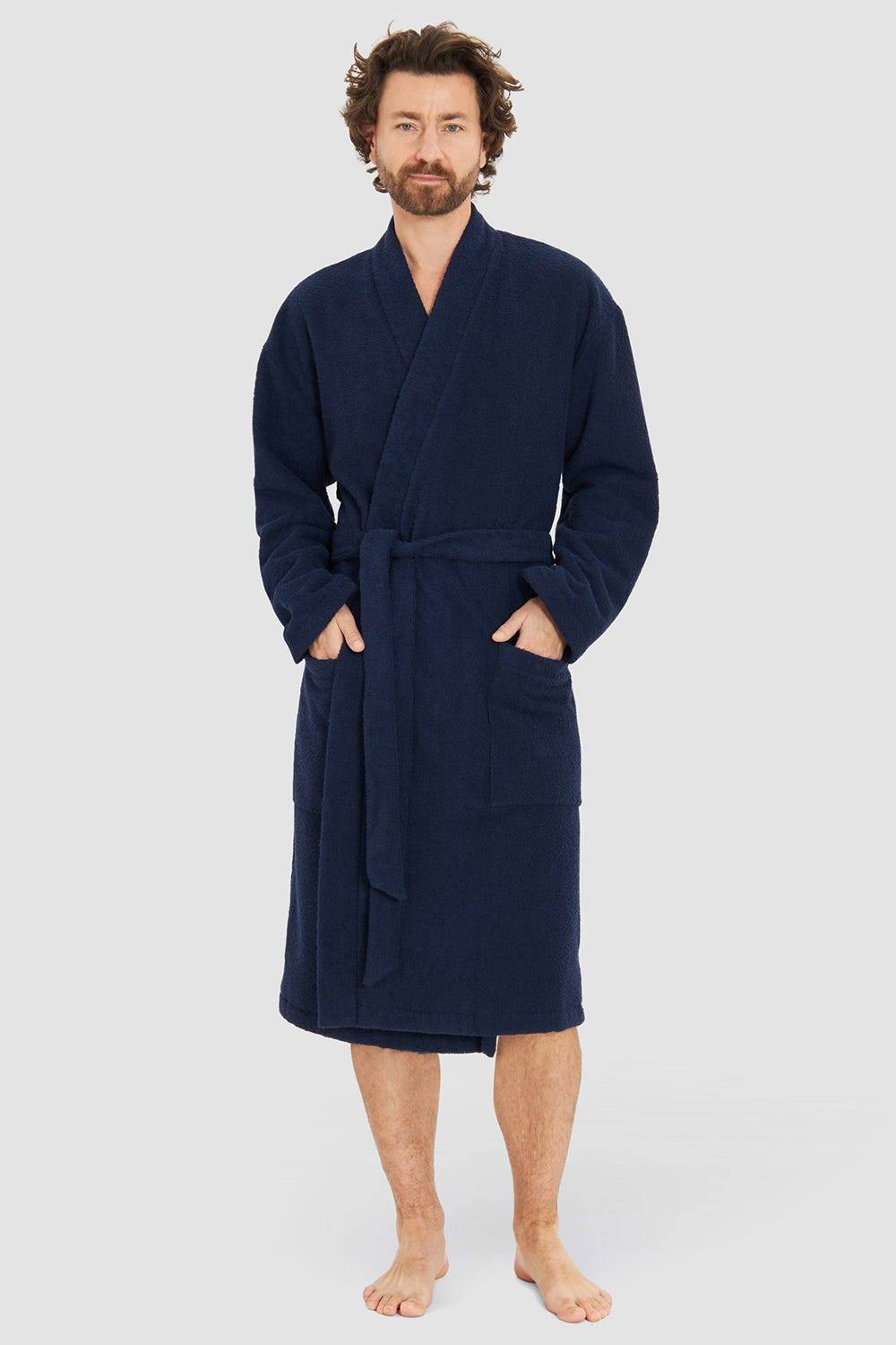 Rösch Herren Bademantel aus Frottee Midi Baumwolle/Polyester Black Friday Preise