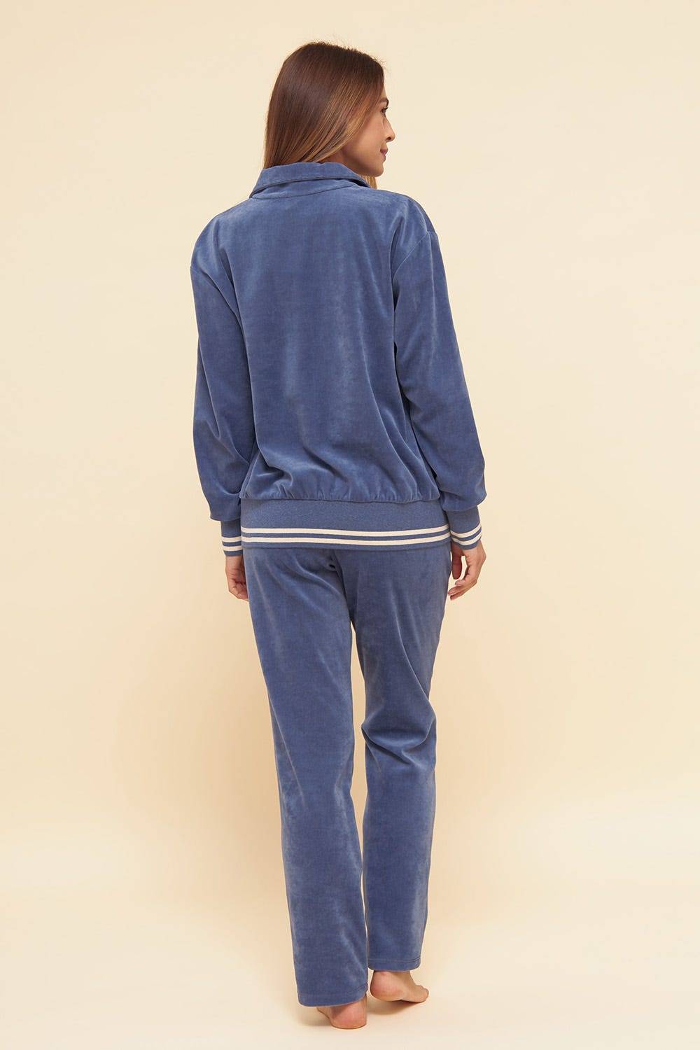 Rösch Hausanzug aus Nicki Blouson-Style sportive Streifen Stickbündchen Baumwolle/Polyester 50% Rabatt für begrenzte Zeit