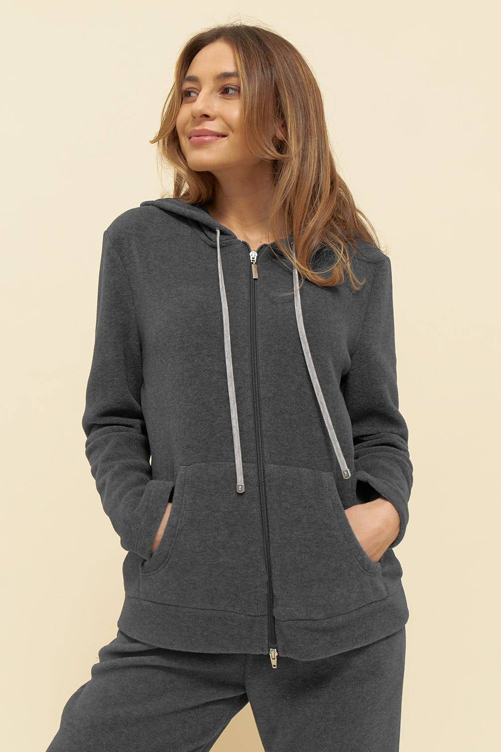 Rösch Hausanzug aus kuscheligem Fleece Hoodie lässig Polyester/Viskose 2025