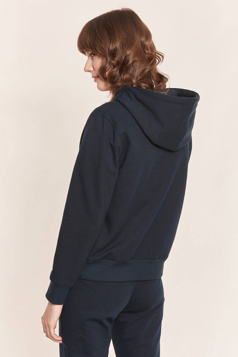 Rösch Sweatjacke mit Logodetail Navyblau Hoodie lässig Baumwolle/Elasthan Rösch thx Outlet