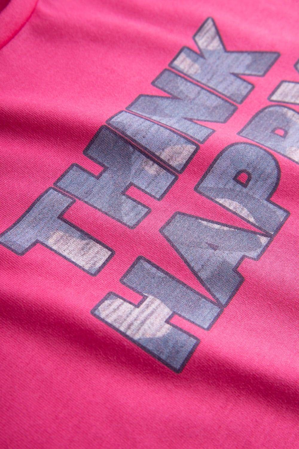 Rösch Nachthemd mit Schriftzug &quot;Think Happy&quot; Pink Kurzarm 100% Baumwolle Günstiger Verkauf