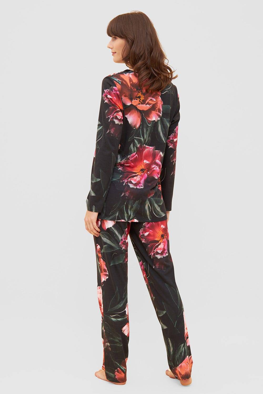 Rösch Pyjama im eleganten Blumendruck V-Ausschnitt Baumwolle/Modal Fabrik Onlineshop