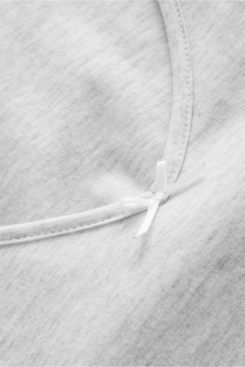 Rösch Pyjama mit Zierschleife und Spitze Grau Langarm 100% Baumwolle Rabatt