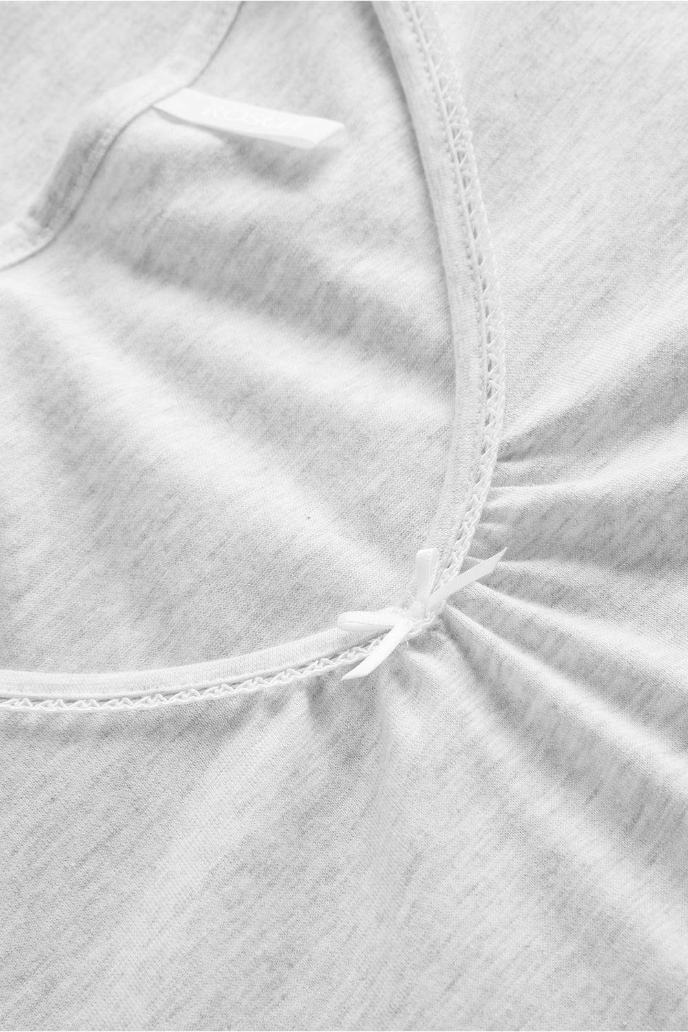 Rösch Pyjama mit Zierschleife und Spitze Grau Kurzarm 7/8-Hose 100% Baumwolle Günstig kaufen