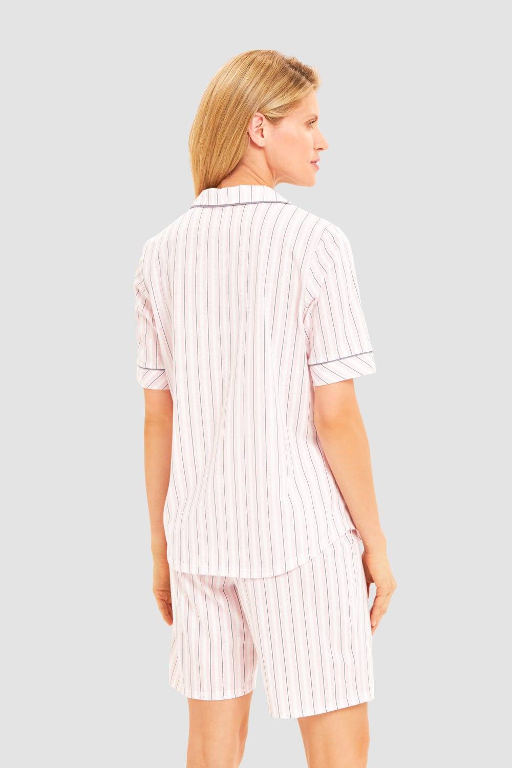 Rösch Basic Pyjamashirt Kurzarm im Streifendruck Herrenhemdstil Flash Sale