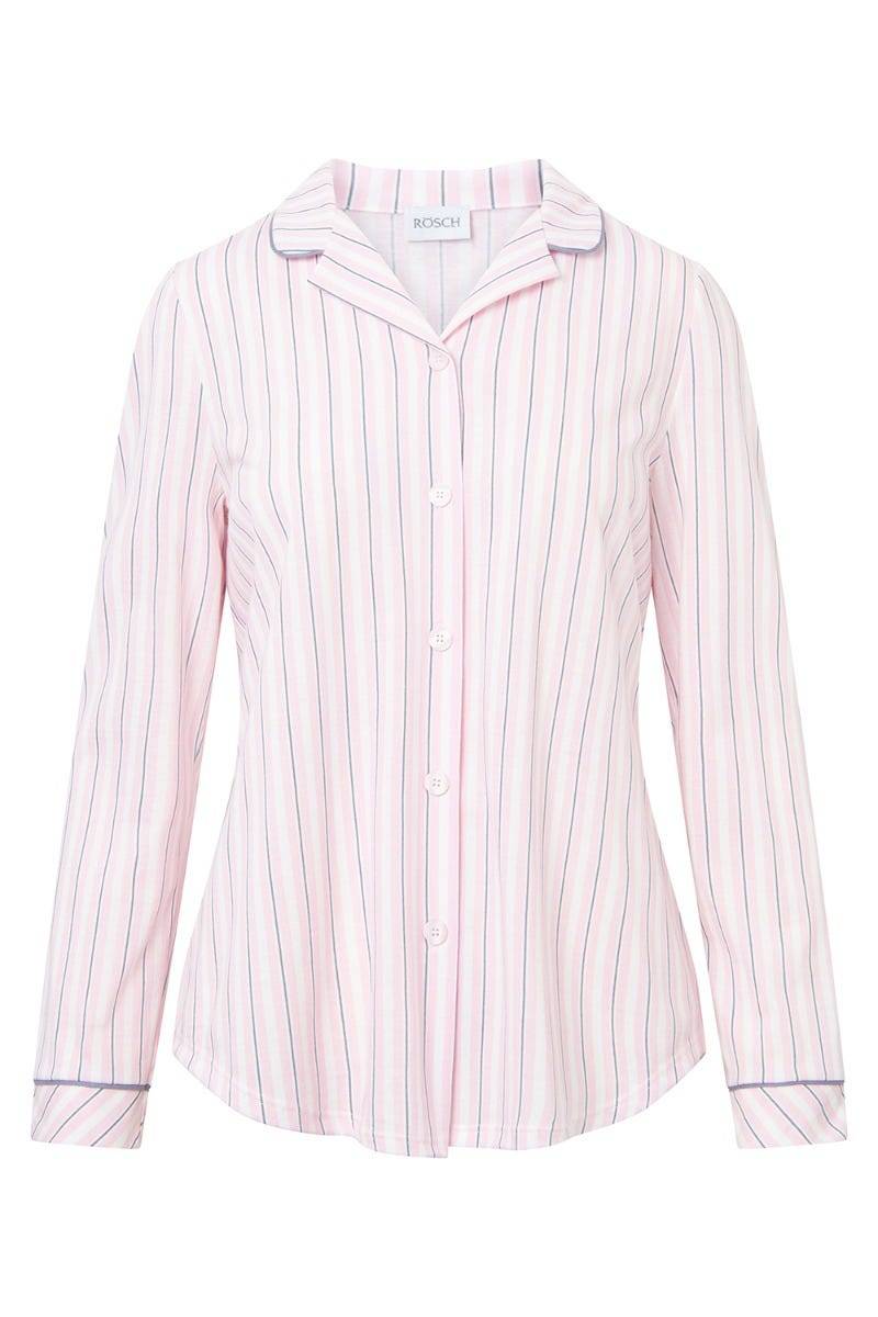 Rösch Basic Pyjamashirt Langarm im Streifendruck Herrenhemdstil Online Shopping