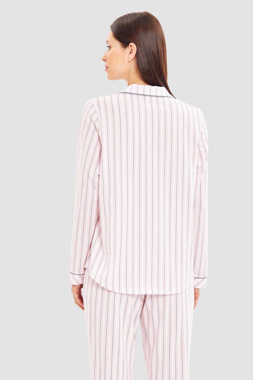 Rösch Basic Pyjamashirt Langarm im Streifendruck Herrenhemdstil Online Shopping