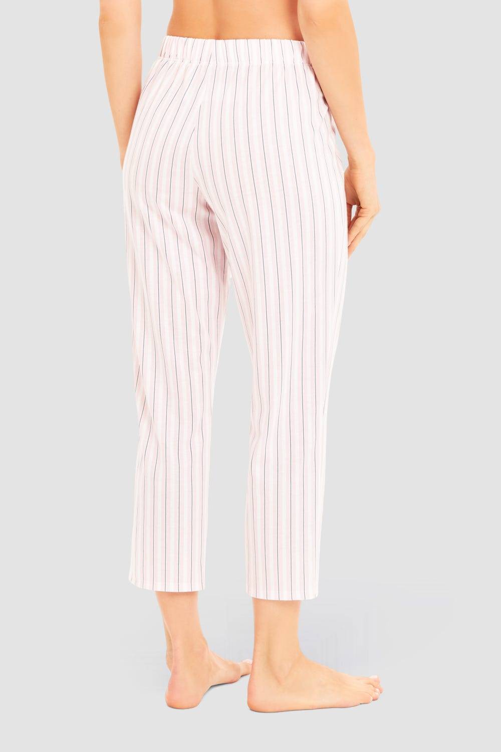 Rösch Basic 7/8-Pyjamahose im Streifendruck Rosa-Grau Preisnachlass
