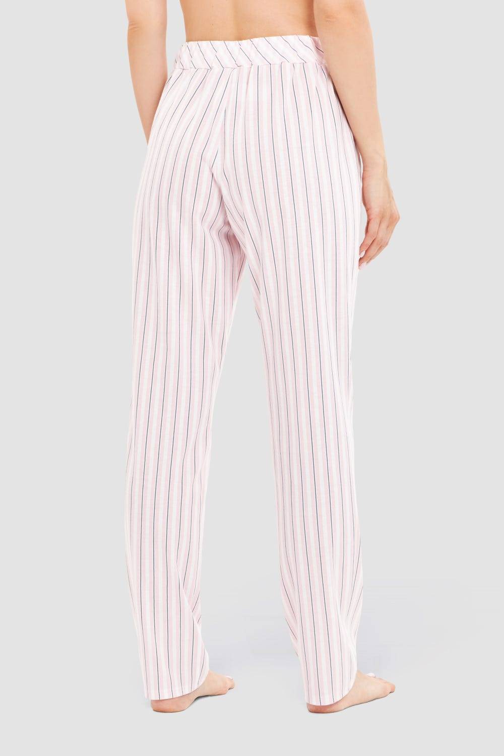 Rösch Basic Pyjamahose Lang im Streifendruck Rosa-Grau Saisonschlussverkauf