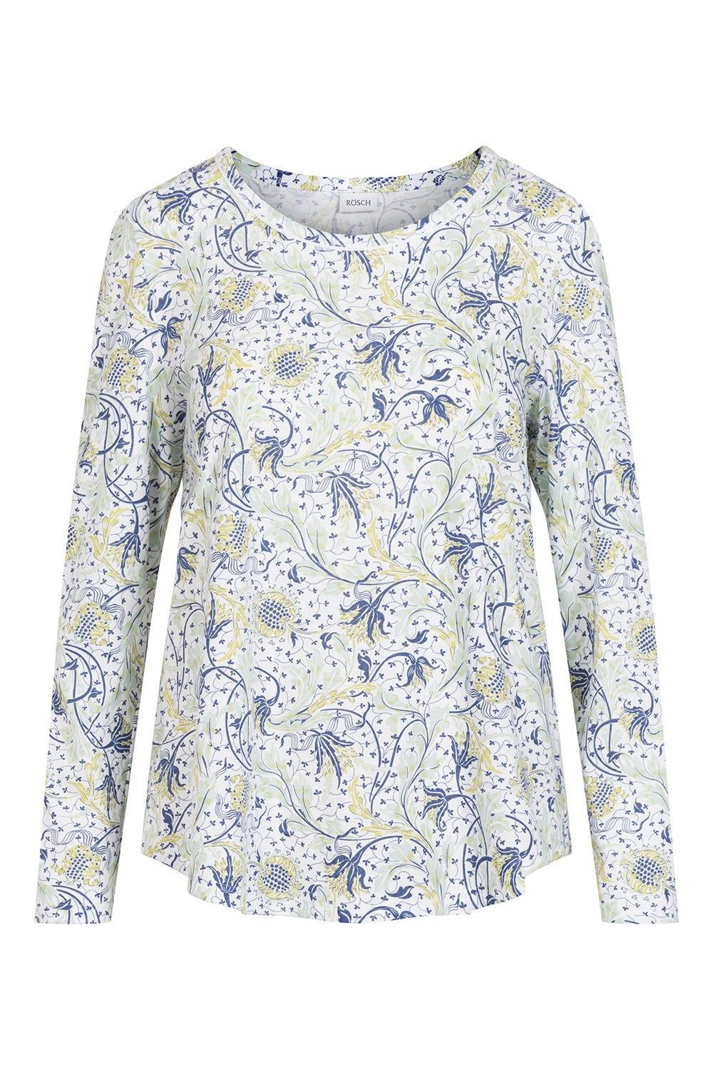 Rösch Basic Pyjamashirt Langarm im floralen Ornament-Print Mix &amp; Match 1884806 Große Rabatte