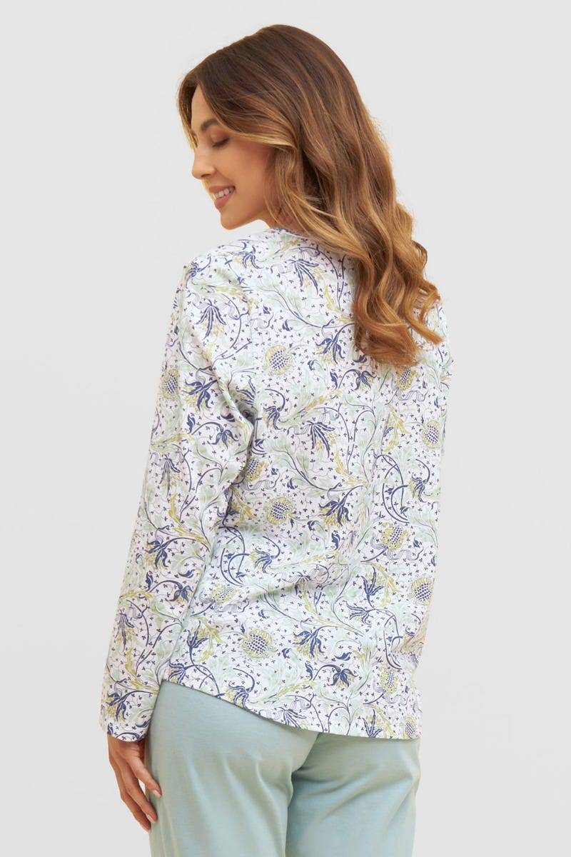 Rösch Basic Pyjamashirt Langarm im floralen Ornament-Print Mix &amp; Match 1884806 Große Rabatte