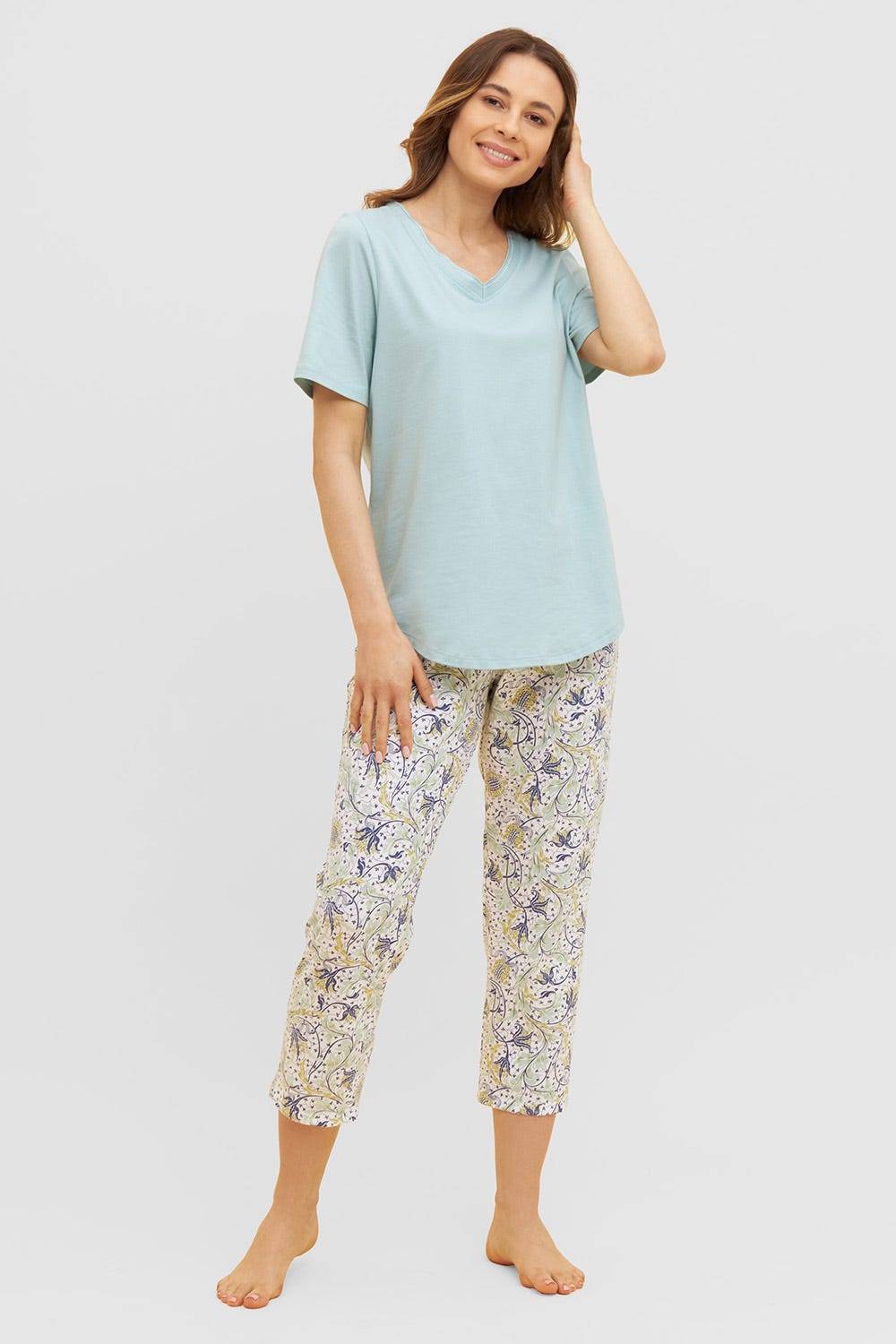 Rösch Basic 7/8-Pyjamahose im floralen Ornament-Print Mix &amp; Match 1884809 Bestseller