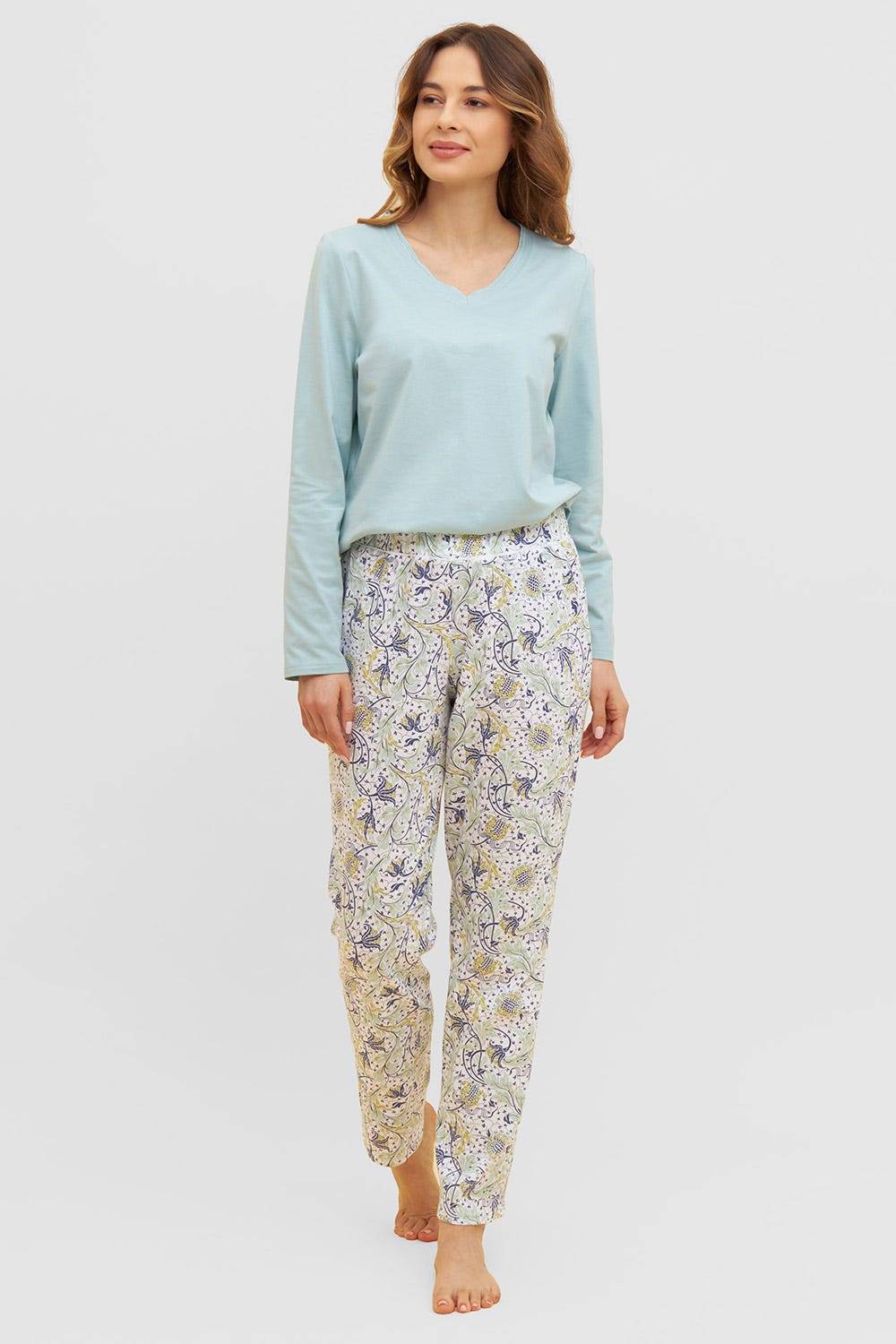 Rösch Basic Pyjamahose lang im floralen Ornament-Print Mix &amp; Match 1884808 Saisonale Angebote