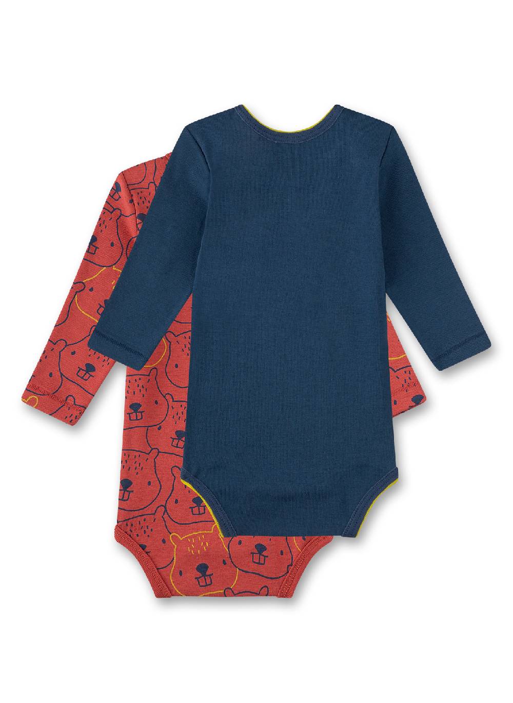 Sanetta Baby-Body langarm (Doppelpack) Dunkelblau und Rot mit Biber im Angebot