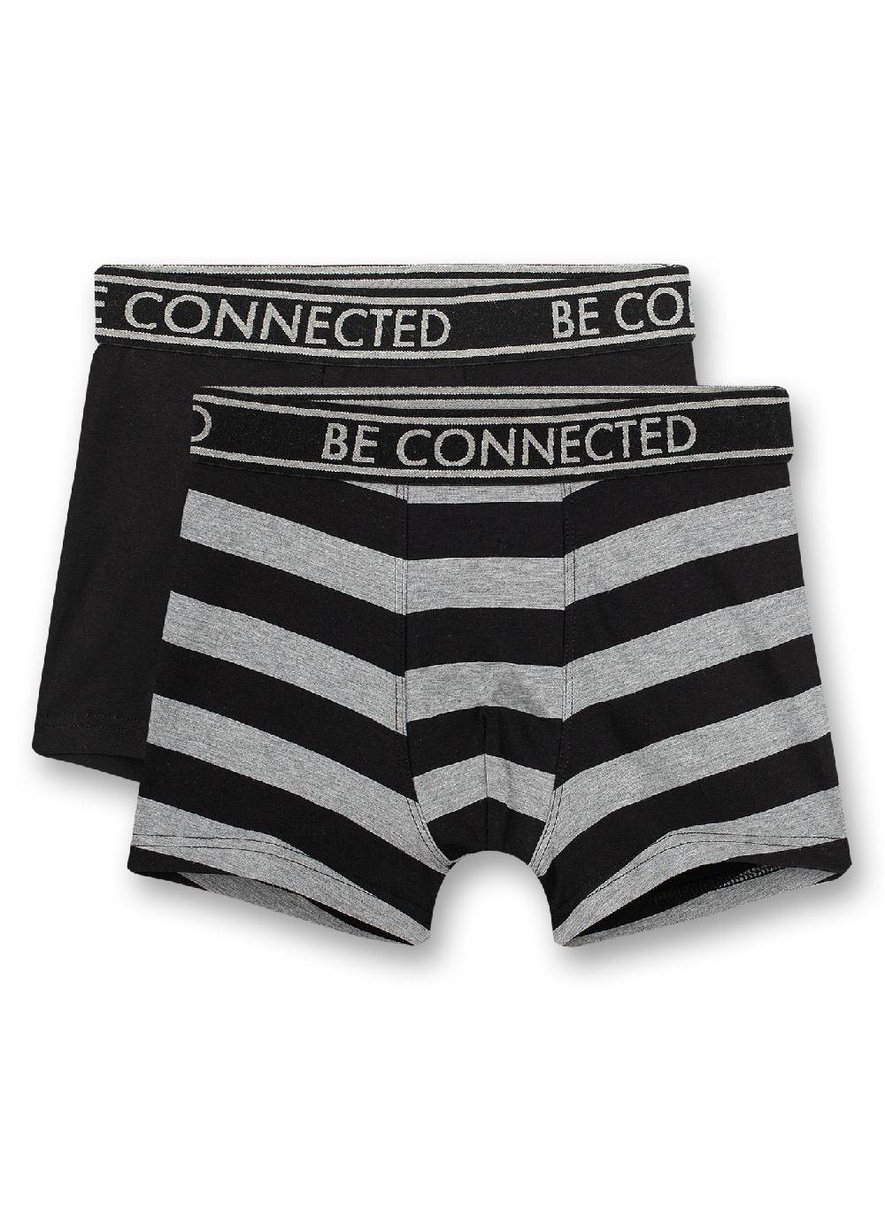 Sanetta Jungen-Shorts (Doppelpack) Graumelange Ringel und Schwarz