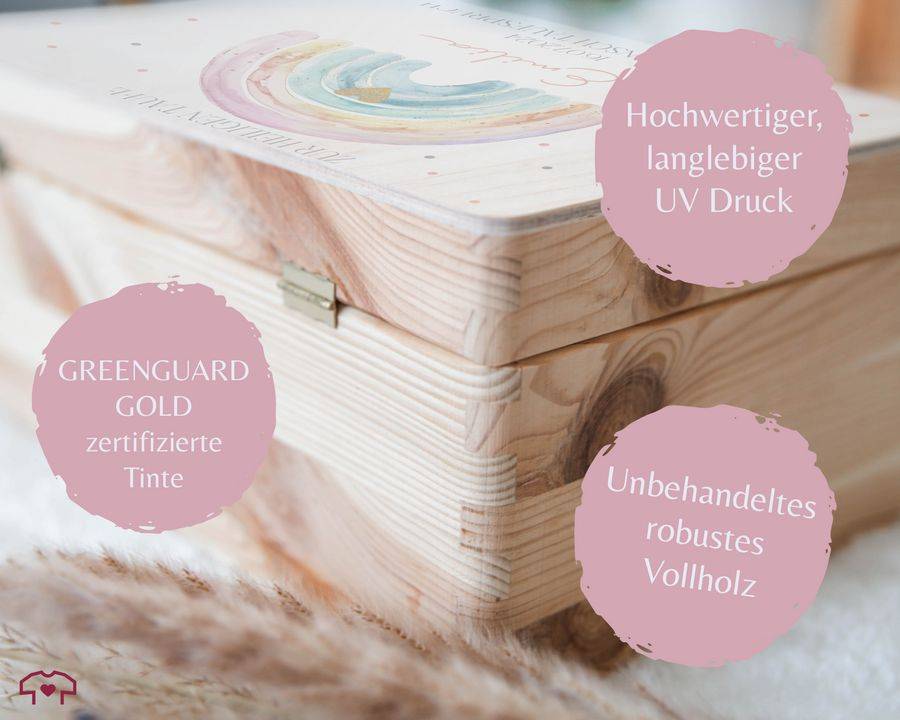 Shirtracer Erinnerungskiste zur Taufe mit Regenbogen - Personalisierte Babybox für Jungen und Mädchen - Taufgeschenk Shirtracer Black Friday