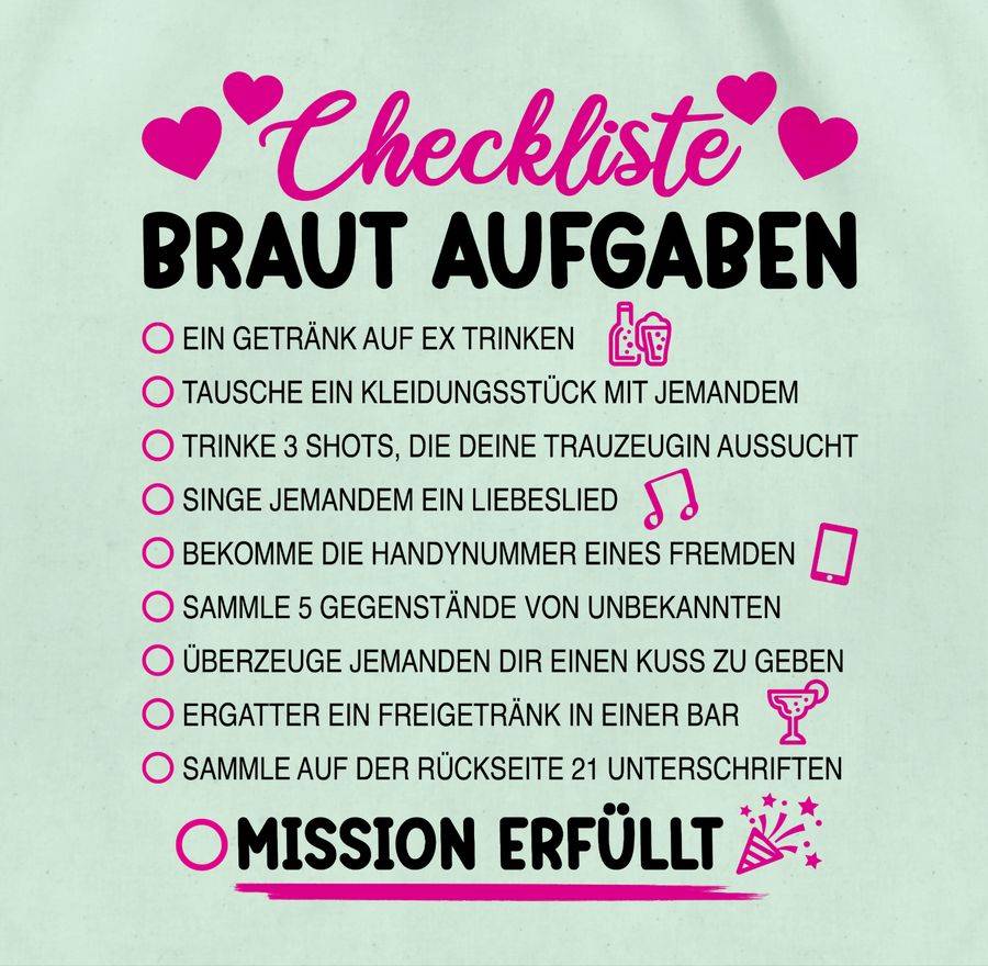Shirtracer Braut Aufgaben I Mutprobe Checkliste Shirts & Mehr Shirtracer Black Friday