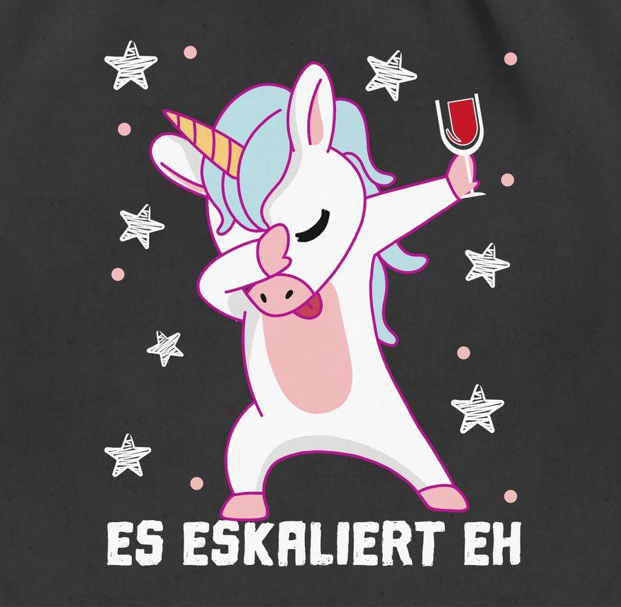 Shirtracer Es eskaliert eh Einhorn mit Weinglas weiß Shirts & Mehr Shirtracer Bestseller
