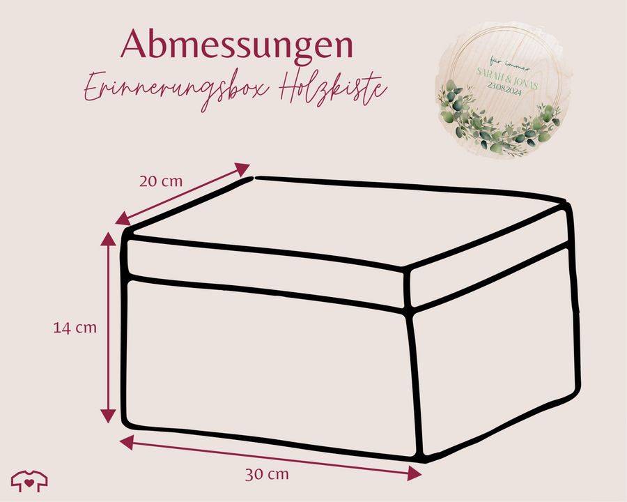 Shirtracer Für immer Eukalyptus mit Name und Datum Erinnerungsbox Hochzeit Aufbewahrungsb Shirtracer Letzte 2 Tage
