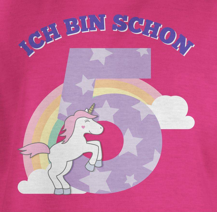 Shirtracer Ich bin schon fünf Einhorn: Tshirt Turnbeutel Shirtracer Riesige Ersparnisse