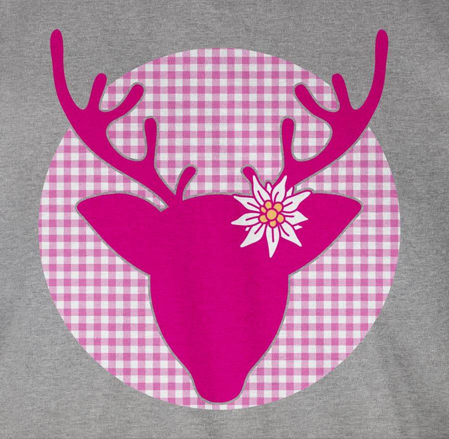 Shirtracer Oktoberfest Hirsch mit Edelweiß - Fuchsia: Tshirt Turnbeutel Shirtracer Fabrikladen