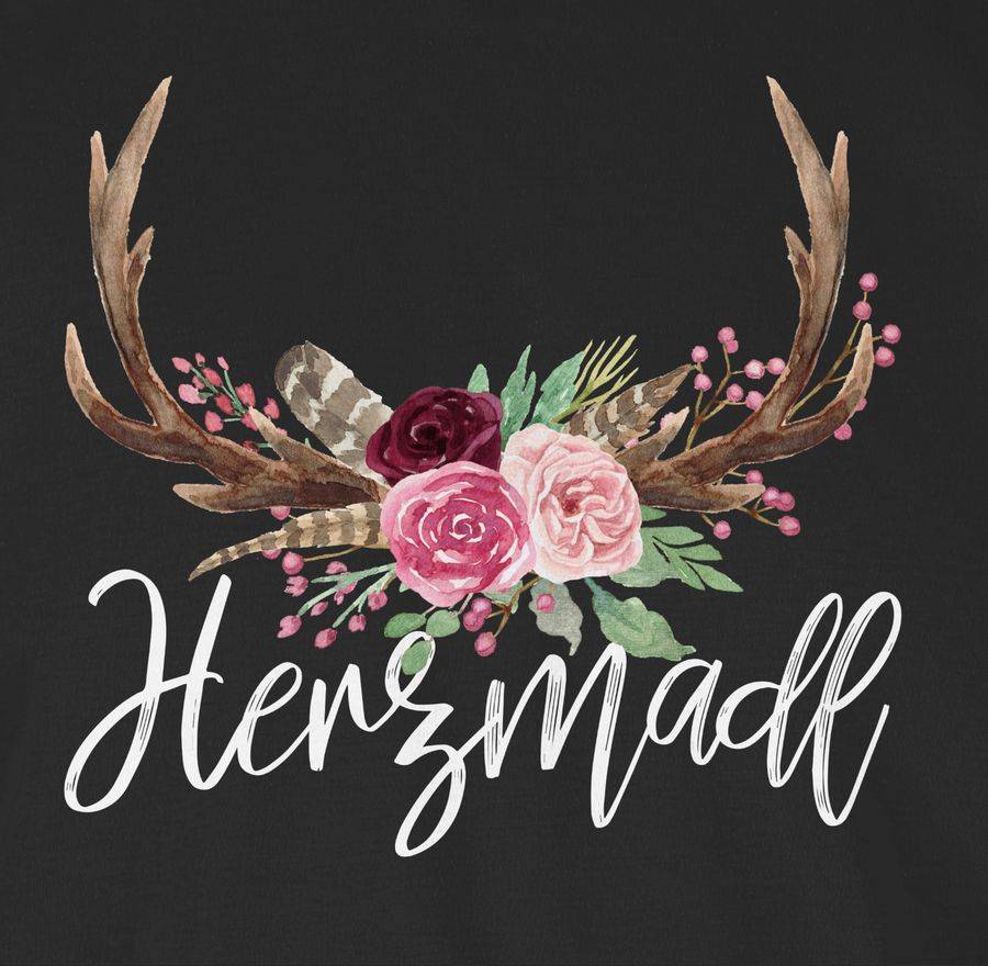 Shirtracer Herzmadl Geweih - weißer Schriftzug: Tshirt Gym Bag Shirtracer Black Friday Preise