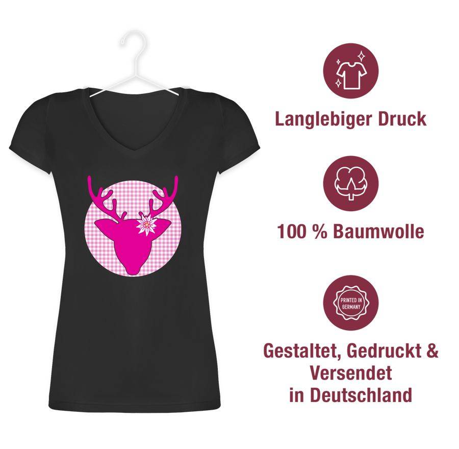 Shirtracer Oktoberfest Hirsch mit Edelweiß - Fuchsia: Tshirt Turnbeutel Shirtracer Rabatt
