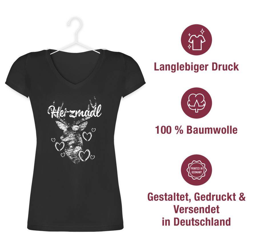 Shirtracer Herzmadl mit Hirsch und Herzen - weiß Shirts & Mehr Shirtracer Großer Ausverkauf