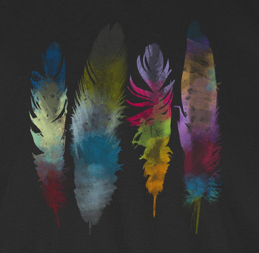 Shirtracer Federn Wasserfarbe Watercolor Feathers: T-Shirt Turnbeutel Shirtracer Top Angebot