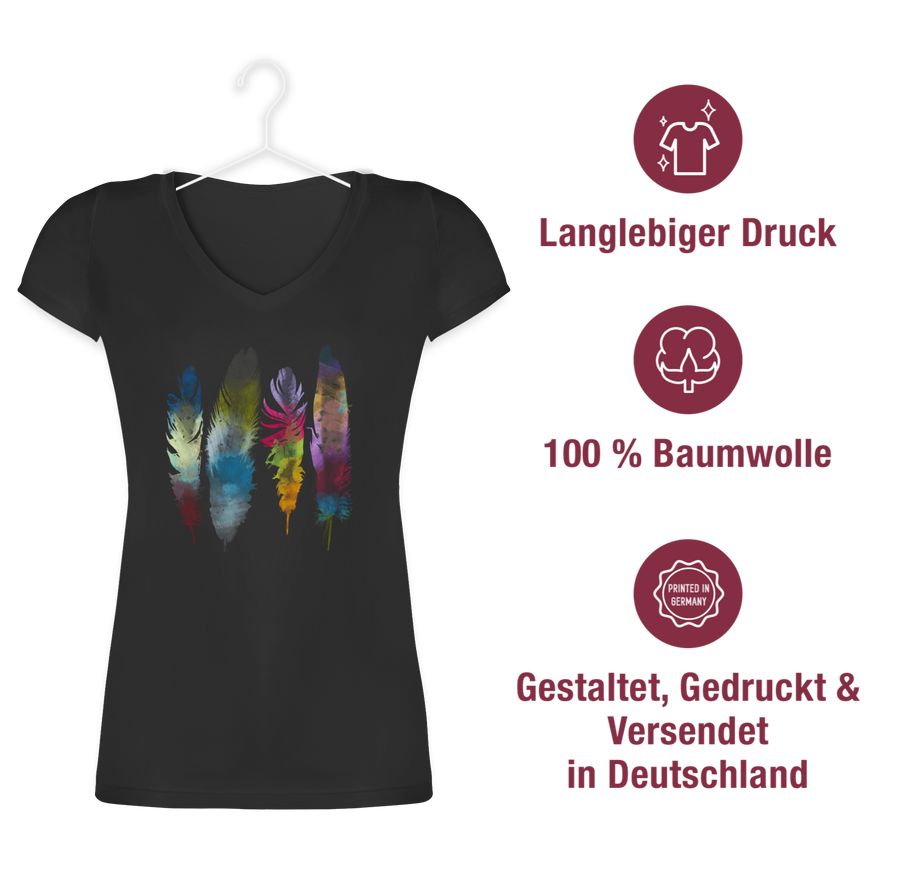 Shirtracer Federn Wasserfarbe Watercolor Feathers: T-Shirt Turnbeutel Shirtracer Top Angebot