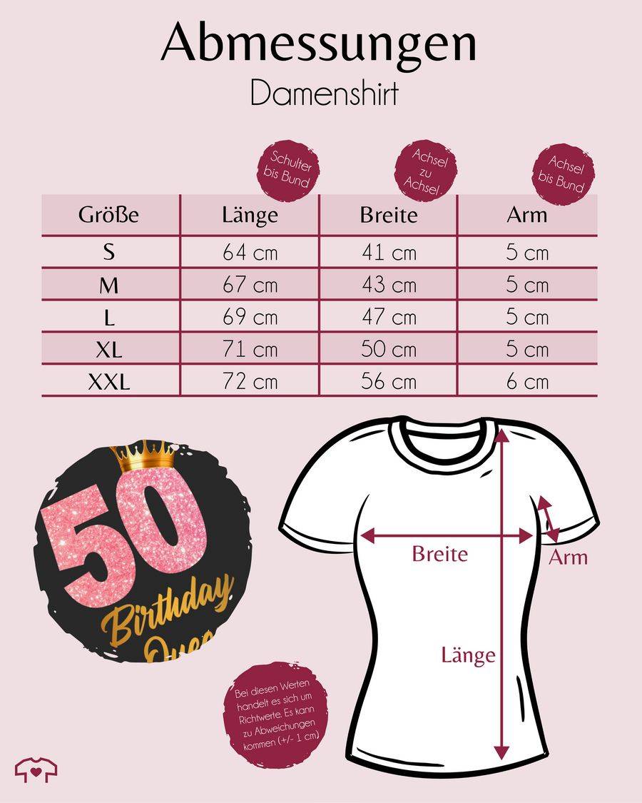 Shirtracer 50 Birthday Queen Geburtstags Königin Geburtstagsgeschenk 50 Shirts & Mehr Shirtracer Exklusive Angebote