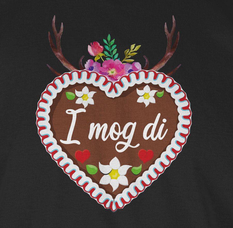 Shirtracer Lebkuchenherz I mog di mit Geweih und Blumen Shirts & Mehr Shirtracer Räumungsverkauf