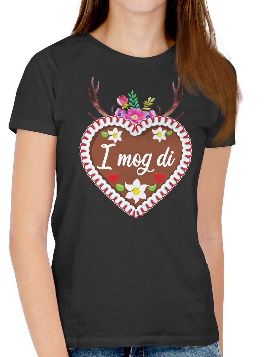 Shirtracer Lebkuchenherz I mog di mit Geweih und Blumen Shirts & Mehr Shirtracer Räumungsverkauf