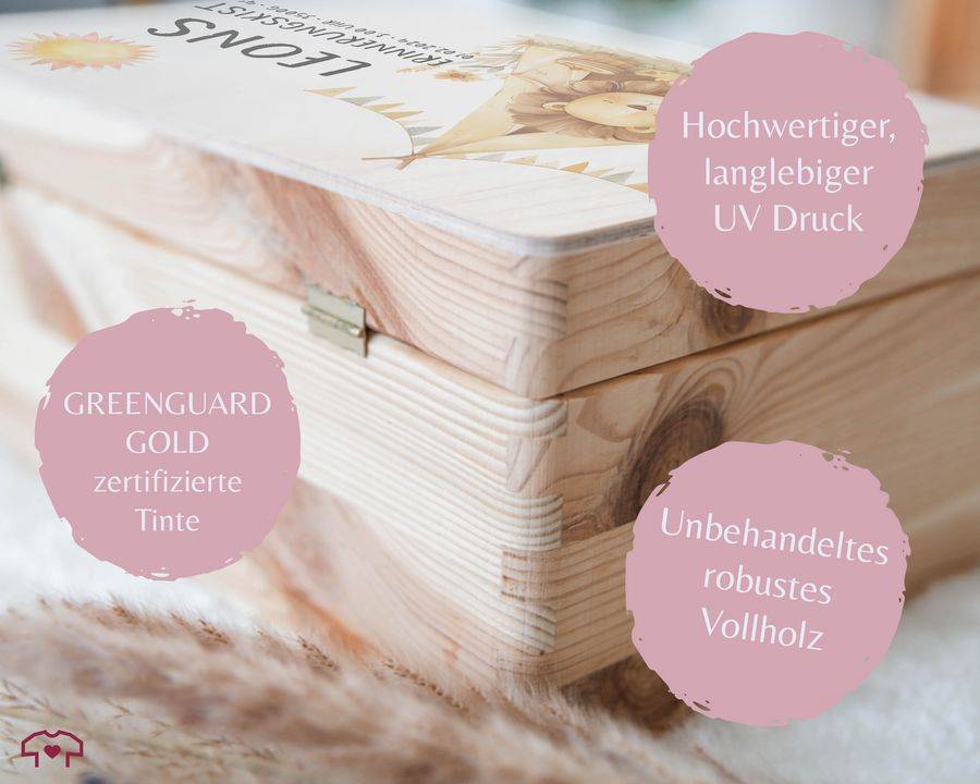 Shirtracer Personalisierte Baby Geschenke Erinnerungskiste Löwe Name Datum Erinnerungsb Shirtracer Begrenztes Angebot