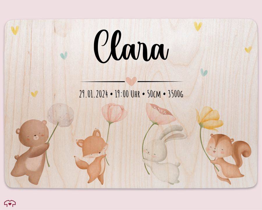 Shirtracer Erinnerungskiste Baby Personalisiert Erinnerungsbox Baby Erinnerungen Waldtiere Bär Fuchs Hase Eichhörnchen Shirtracer Online Outlet