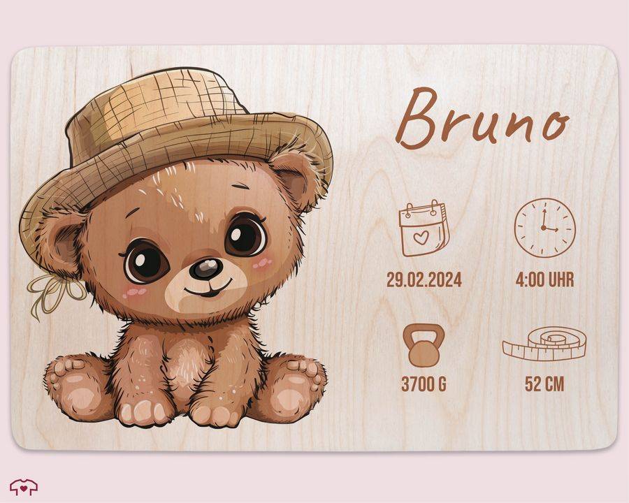 Shirtracer Erinnerungskiste Geburt mit Bär und Name Geschenk Geburt Personalisiert Personalisierte Babybox Shirtracer Kauf eins, bekomm eins gratis