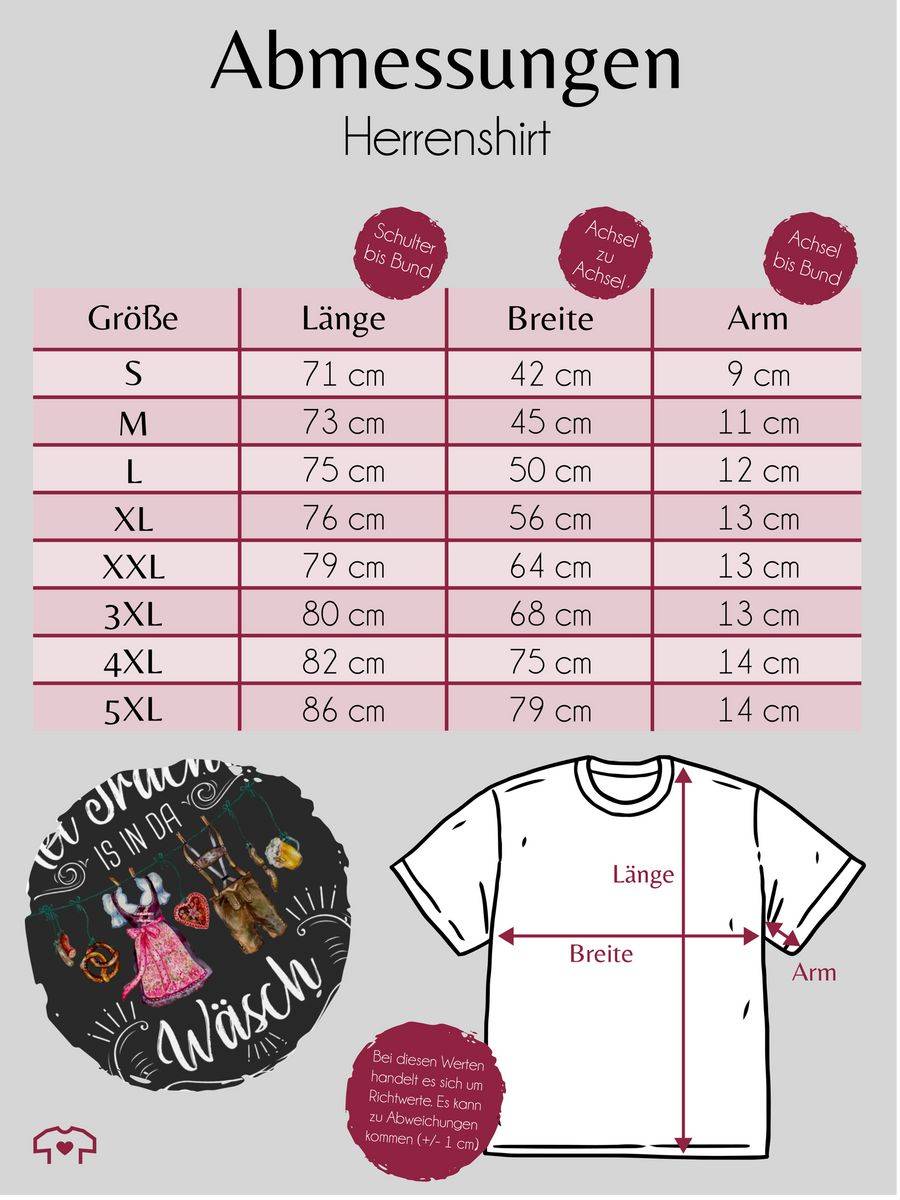 Shirtracer Mei Tracht is in da Wäsch - Wäscheleine - weißer Schriftzug: Tshirt Turnbeutel Shirtracer Valentinstagsangebot